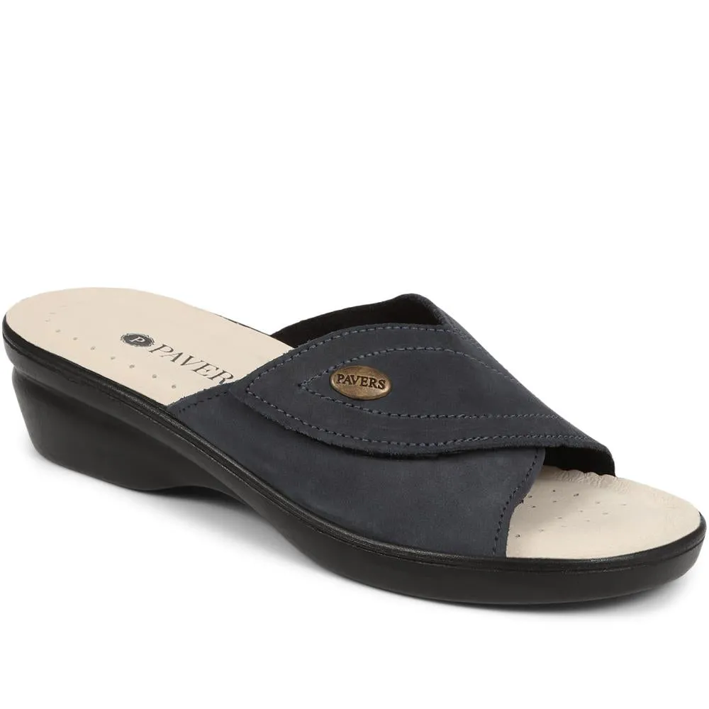 Leather Slip On Wedge Sandals - POLY39019 / 325 446