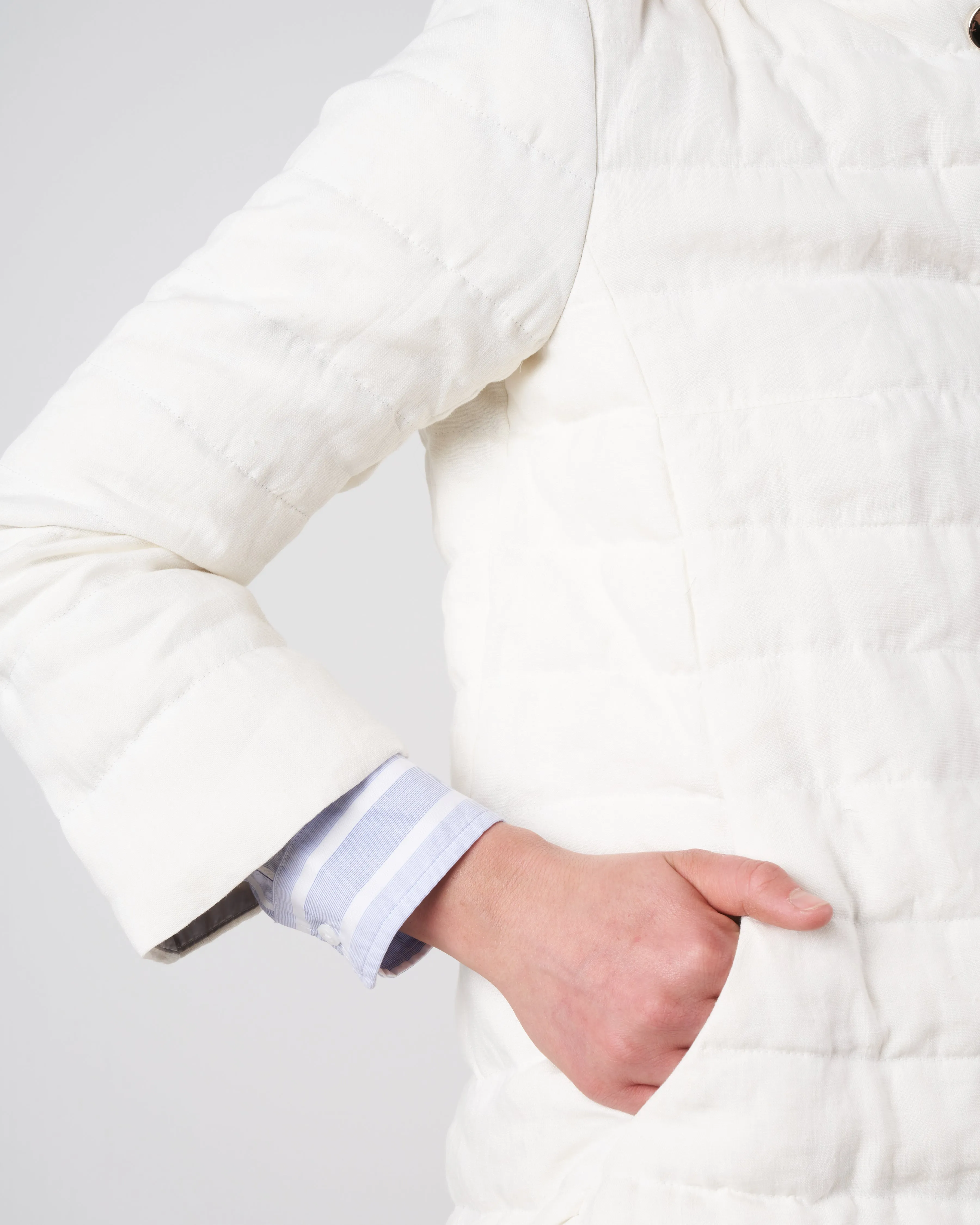 linen down jacket - white