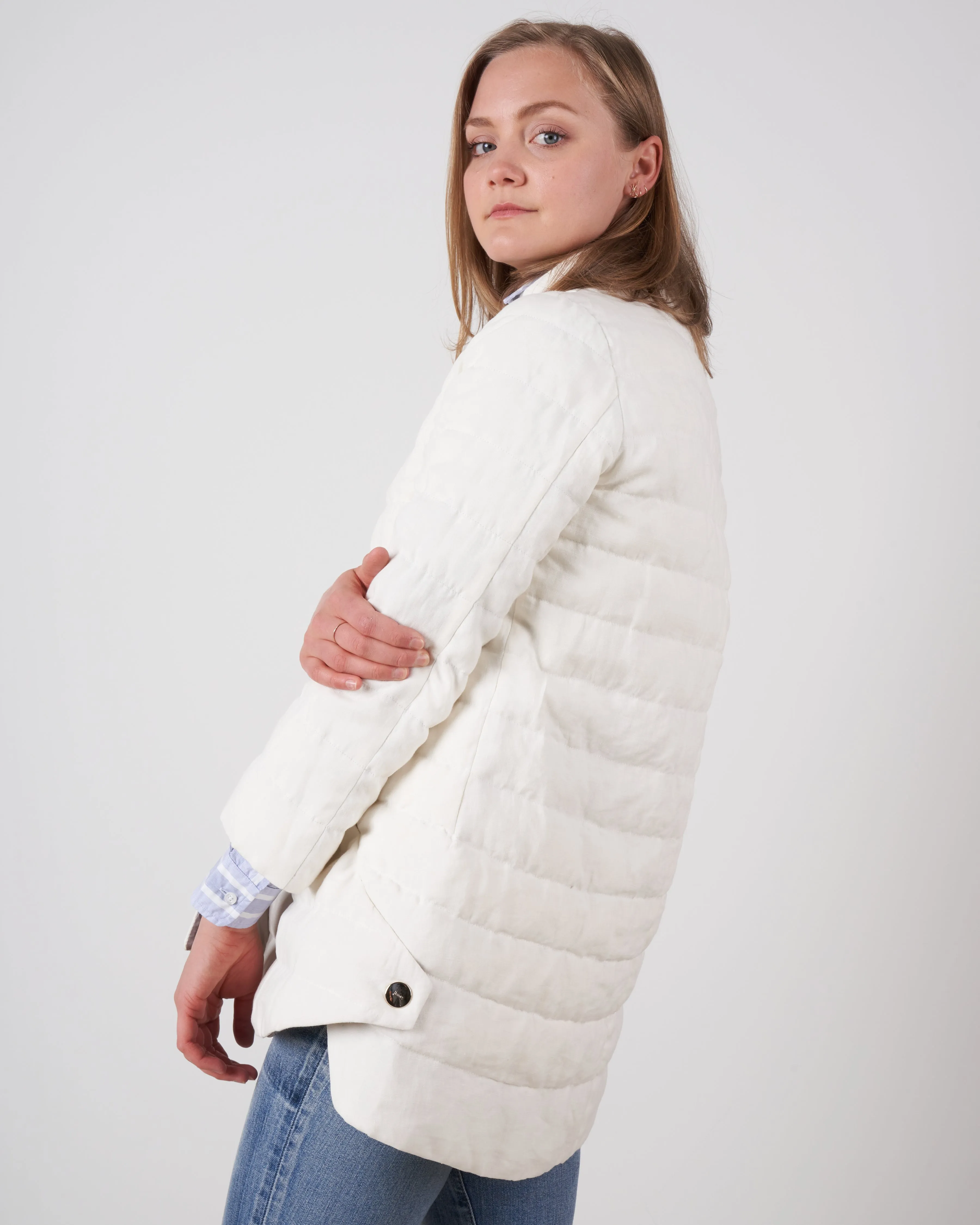 linen down jacket - white