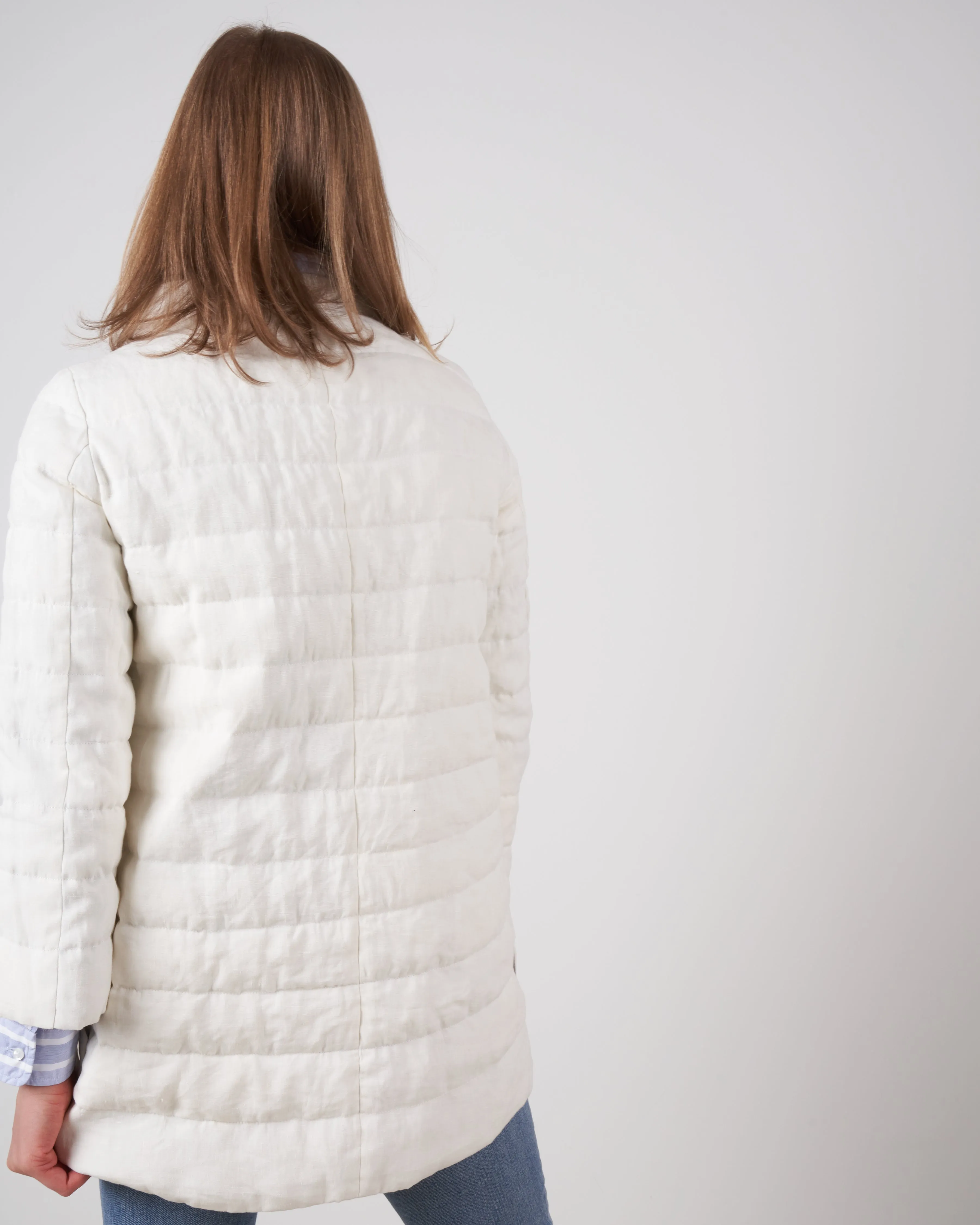 linen down jacket - white
