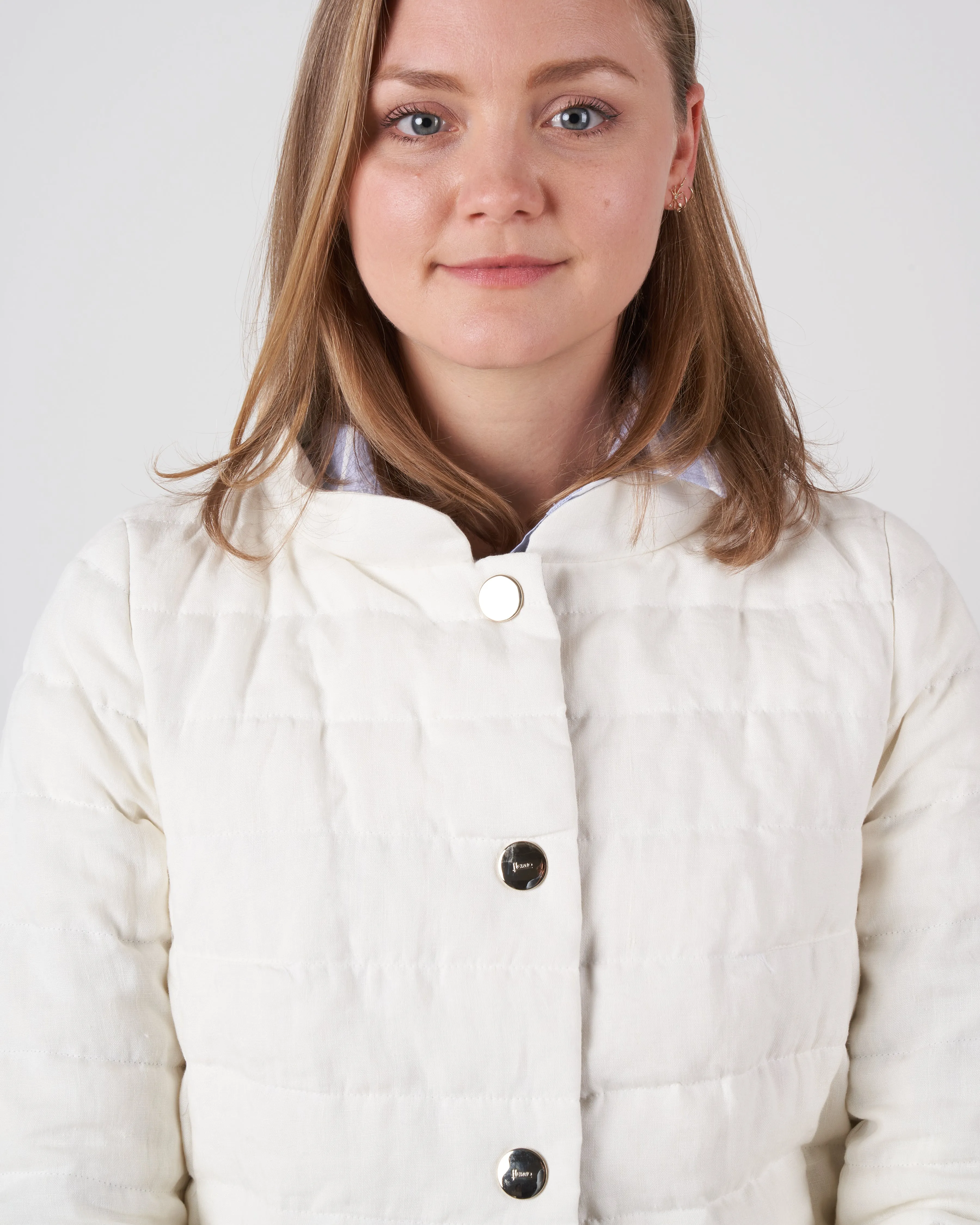 linen down jacket - white