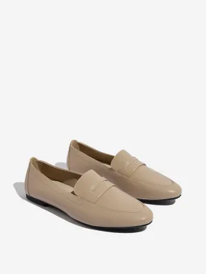 LUNA BLU Beige Faux-Leather Loafers