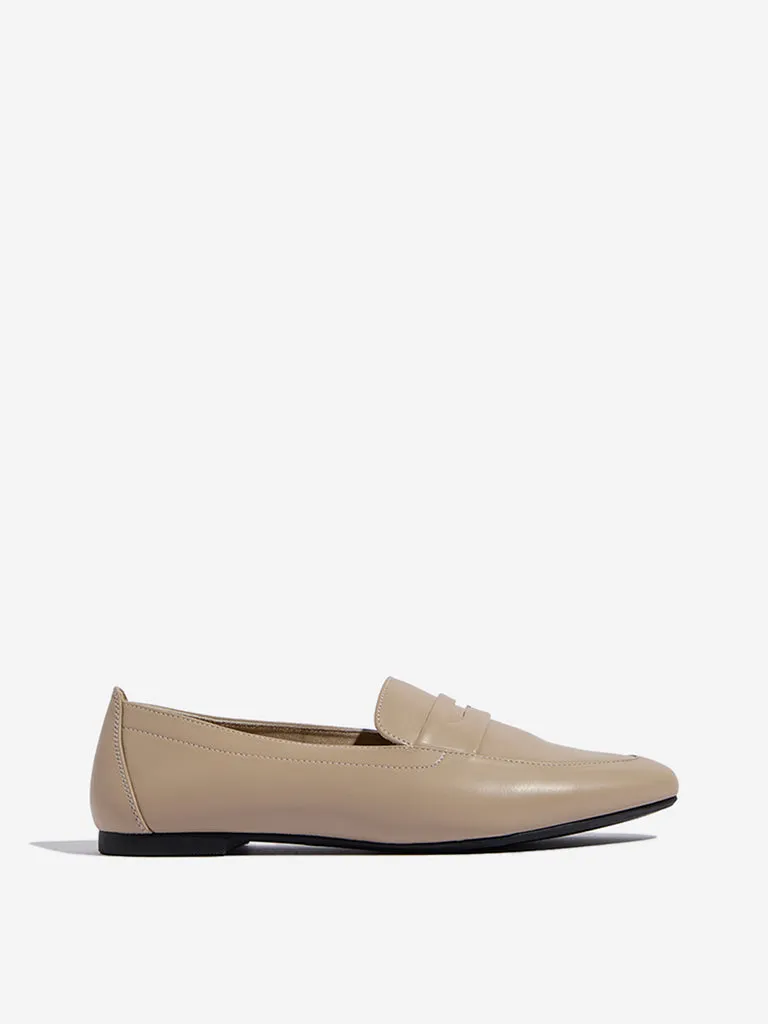 LUNA BLU Beige Faux-Leather Loafers