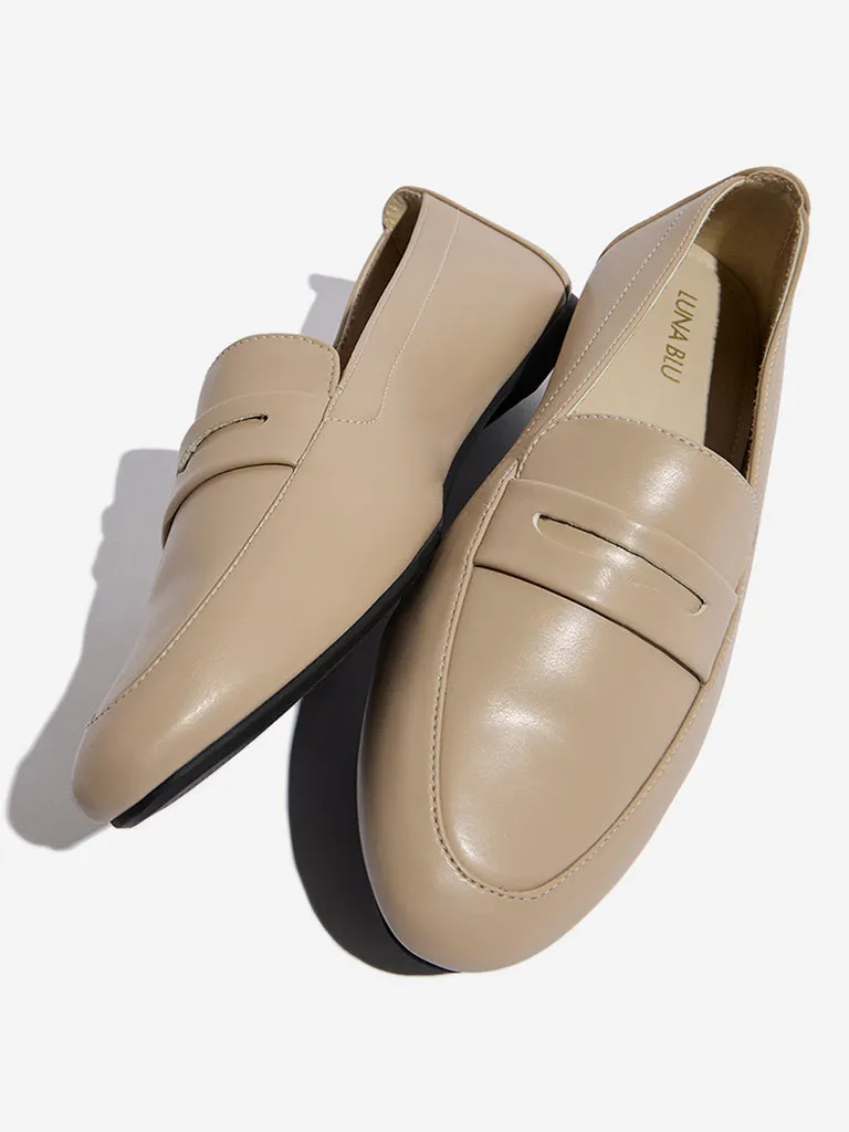 LUNA BLU Beige Faux-Leather Loafers