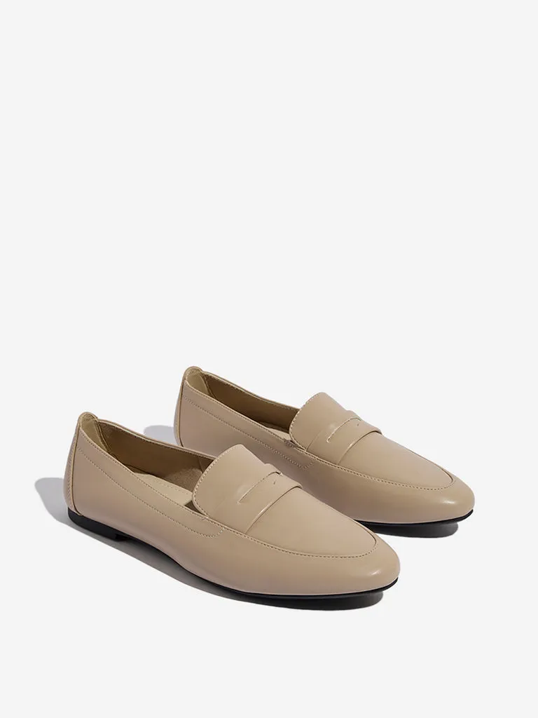 LUNA BLU Beige Faux-Leather Loafers