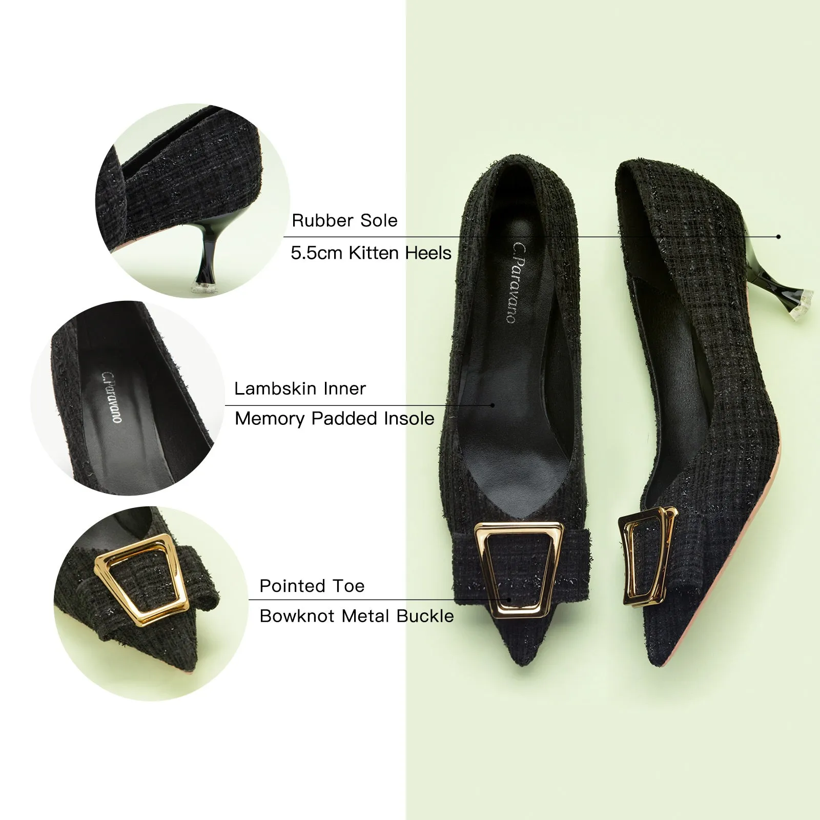 Metal Tie Tweed Pumps (Olivia)