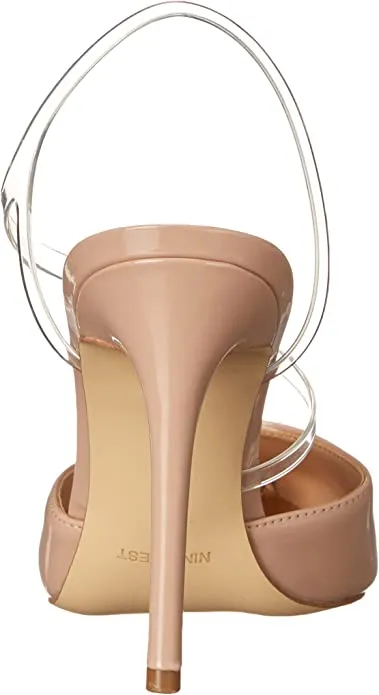 Nine West Foe Light Natural Fashion Clear Ankle Strap Pointy Toe Stiletto Pumps