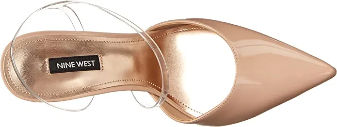Nine West Foe Light Natural Fashion Clear Ankle Strap Pointy Toe Stiletto Pumps
