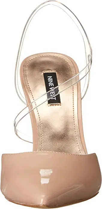 Nine West Foe Light Natural Fashion Clear Ankle Strap Pointy Toe Stiletto Pumps