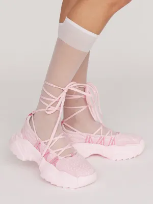 Pink Lace Up Ballet Sneaker