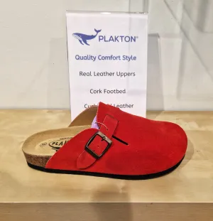 Plakton 181539 ROJO boston Suede Clog with Cork Footbed