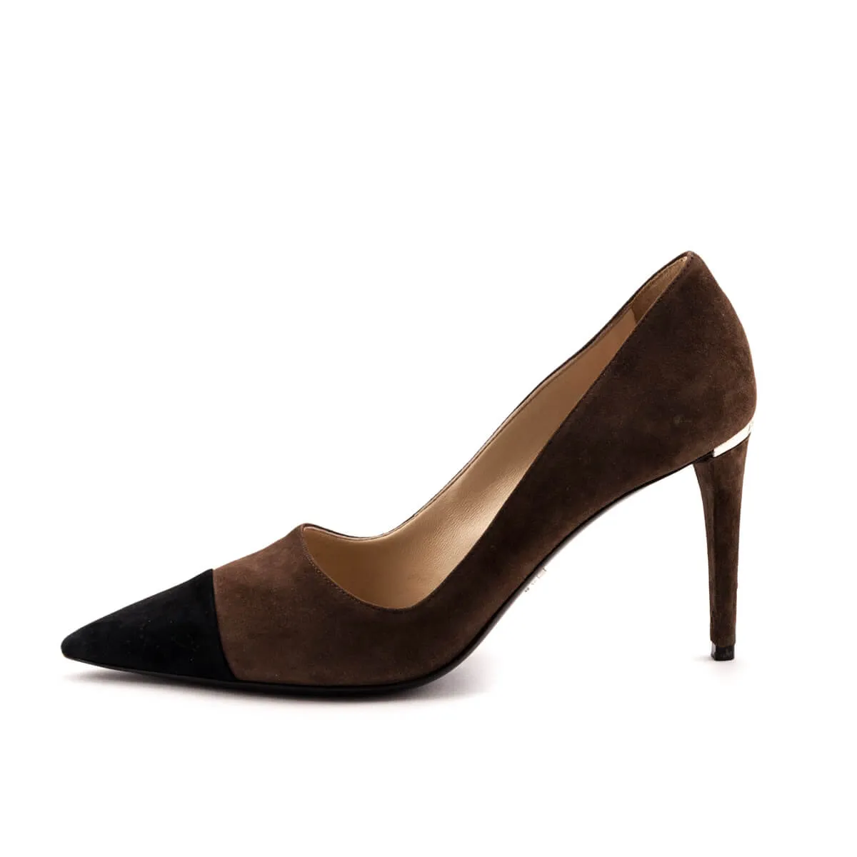 Prada Brown Suede Cap Toe Pumps Size US 38 | EU 38