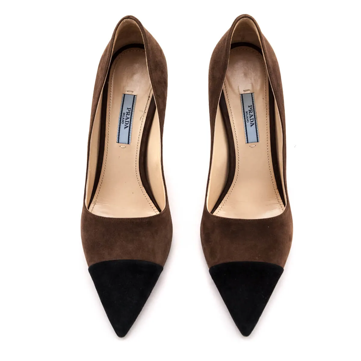 Prada Brown Suede Cap Toe Pumps Size US 38 | EU 38