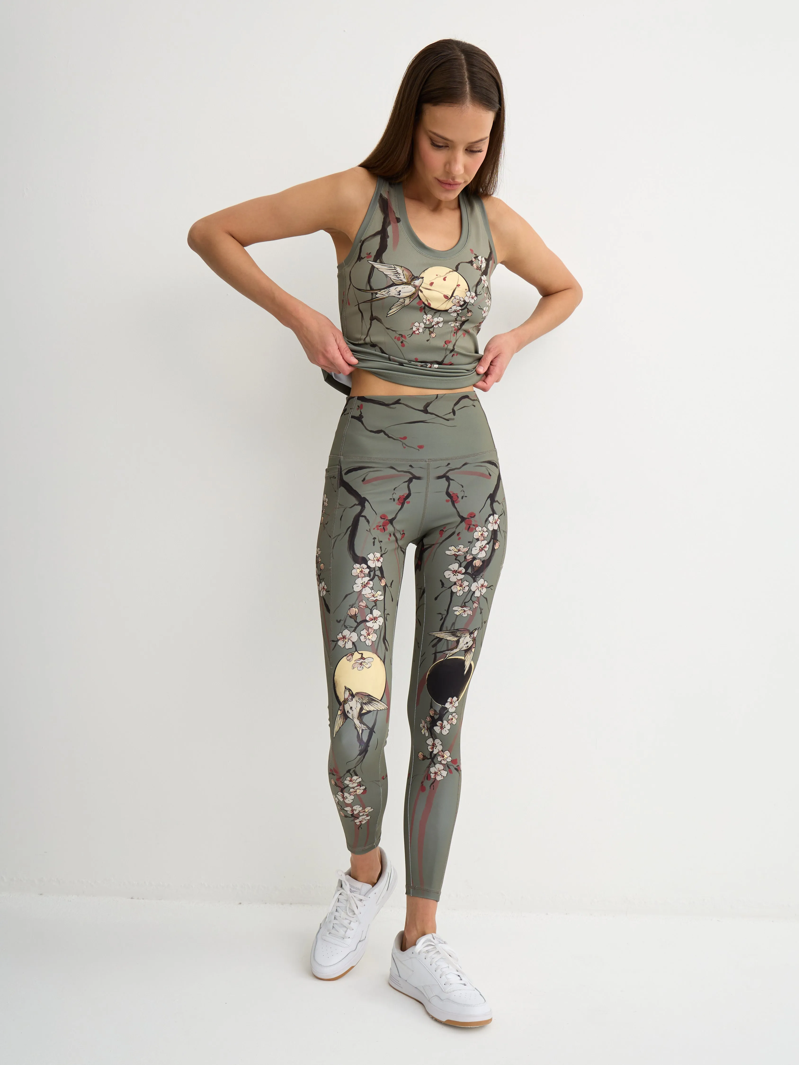 Sakura Print Leggings with Pockets for Women  Yoga, Workout, Everyday Wear