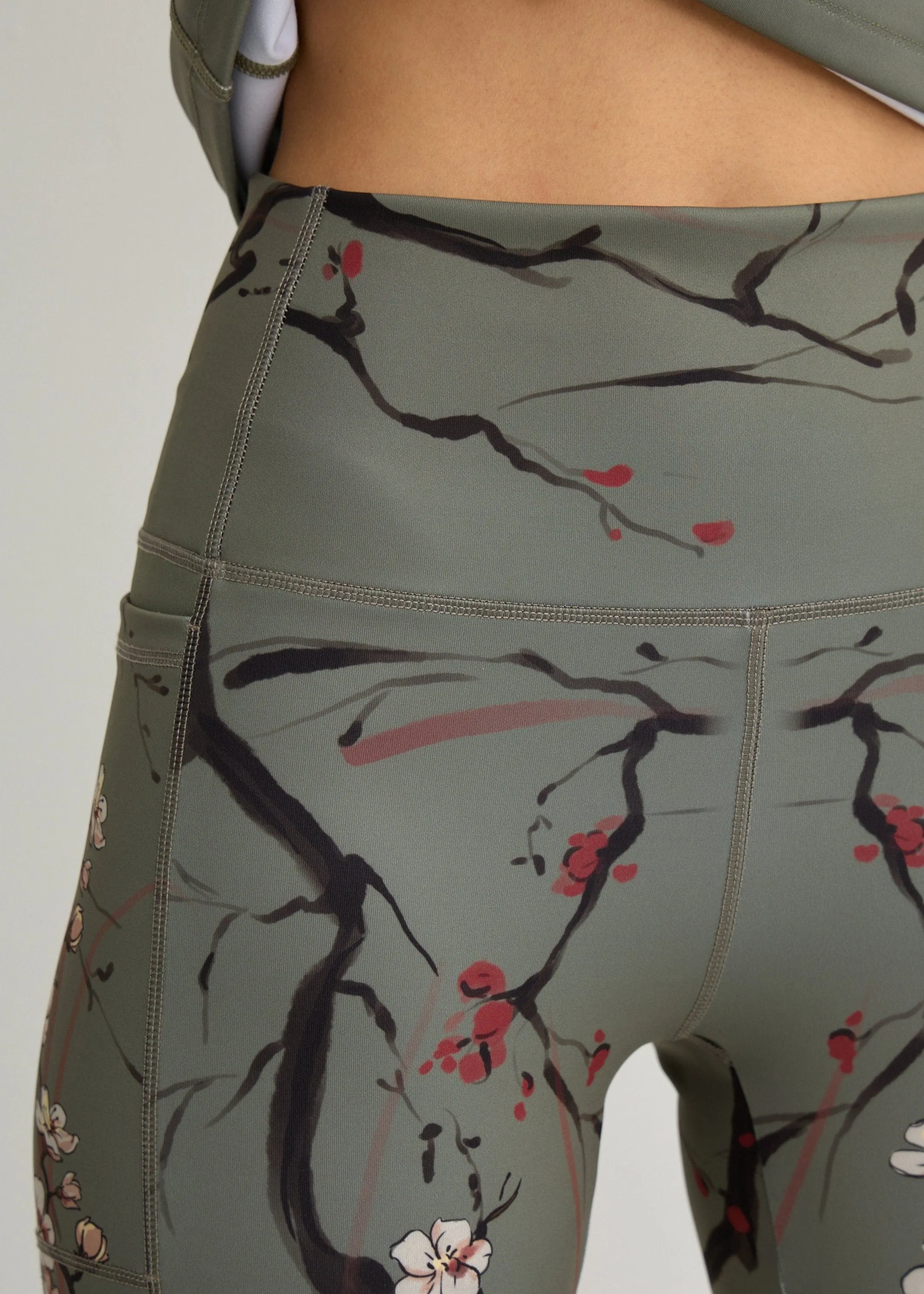 Sakura Print Leggings with Pockets for Women  Yoga, Workout, Everyday Wear