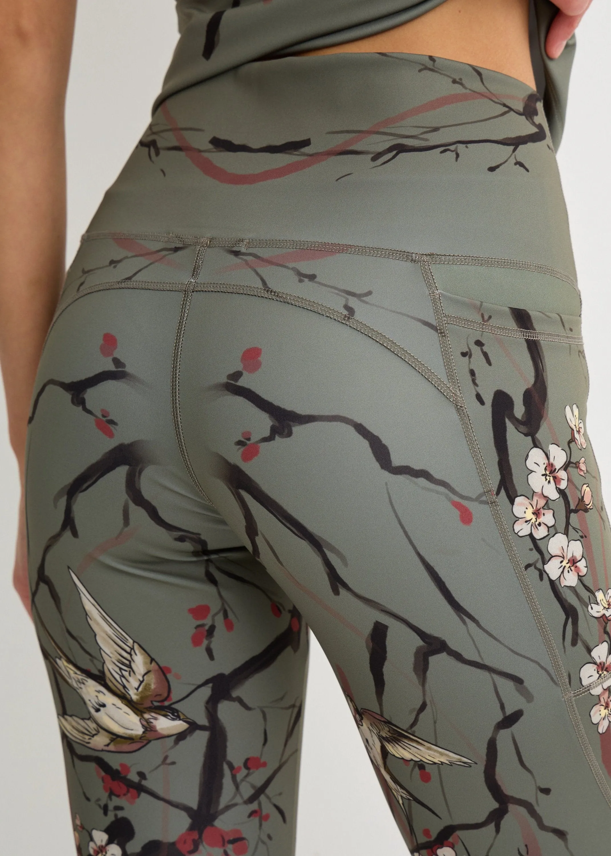 Sakura Print Leggings with Pockets for Women  Yoga, Workout, Everyday Wear