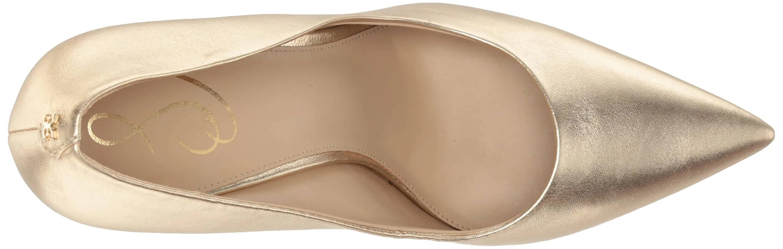 Sam Edelman Antonia Gold Leather Fashion Slip On Pointed Toe Heeled Pump Shoes