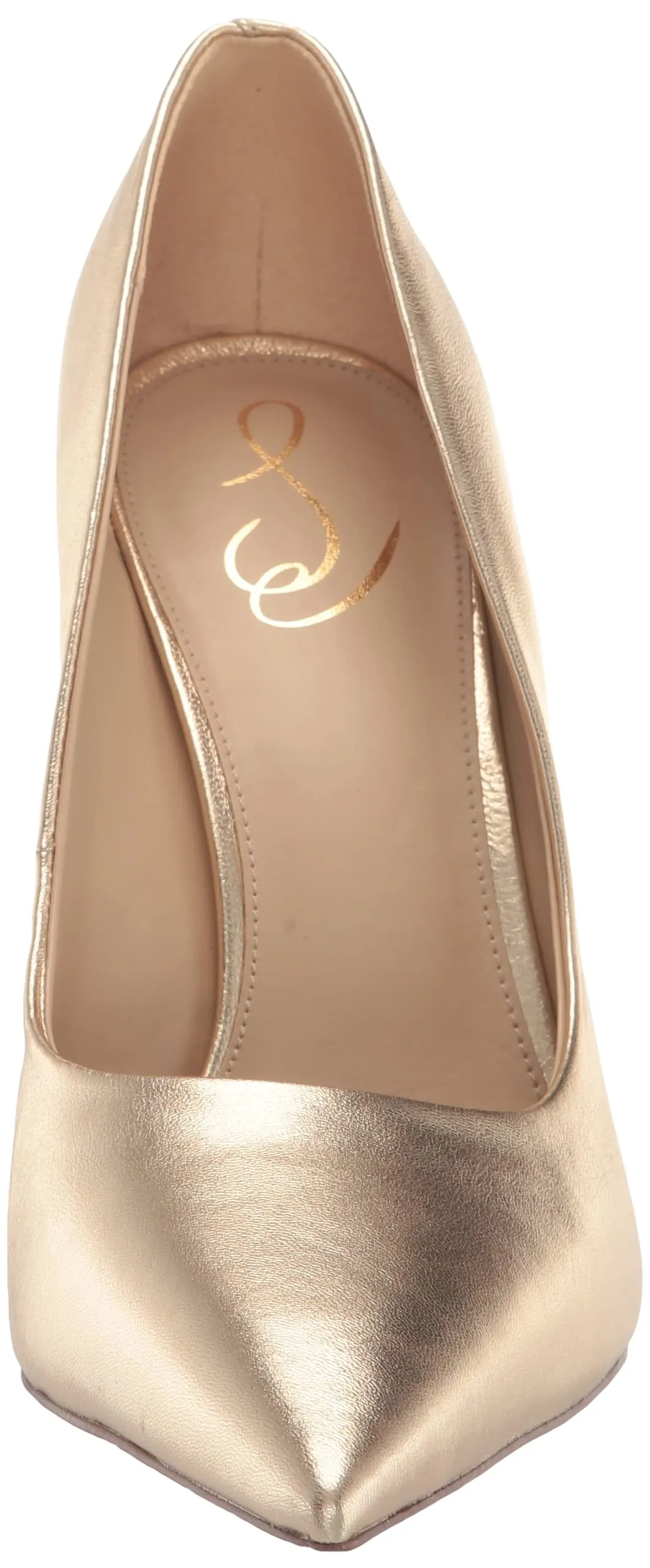 Sam Edelman Antonia Gold Leather Fashion Slip On Pointed Toe Heeled Pump Shoes