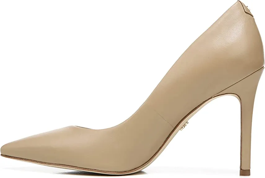 Sam Edelman Hazel Beige Stiletto Heel Pointed Toe Slip On Fashion Leather Pumps