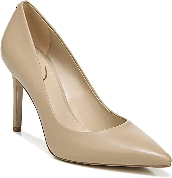 Sam Edelman Hazel Beige Stiletto Heel Pointed Toe Slip On Fashion Leather Pumps