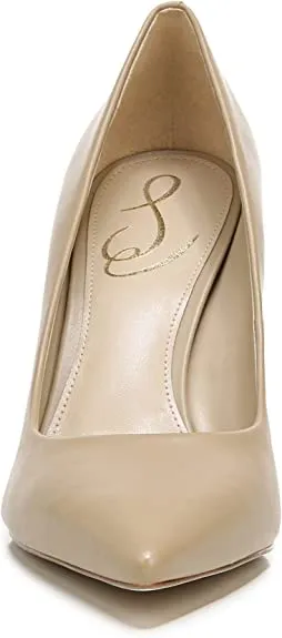 Sam Edelman Hazel Beige Stiletto Heel Pointed Toe Slip On Fashion Leather Pumps
