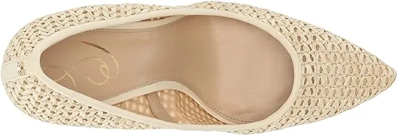 Sam Edelman Hazel Ivory Raffia Stiletto Heel Pointed Toe Slip On Fashion Pumps