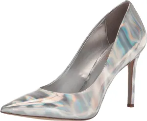 Sam Edelman Hazel Silver Metallic Stiletto Heeled Pointed Toe Slip On Pumps