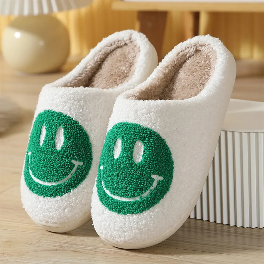 Smiley plush slippers