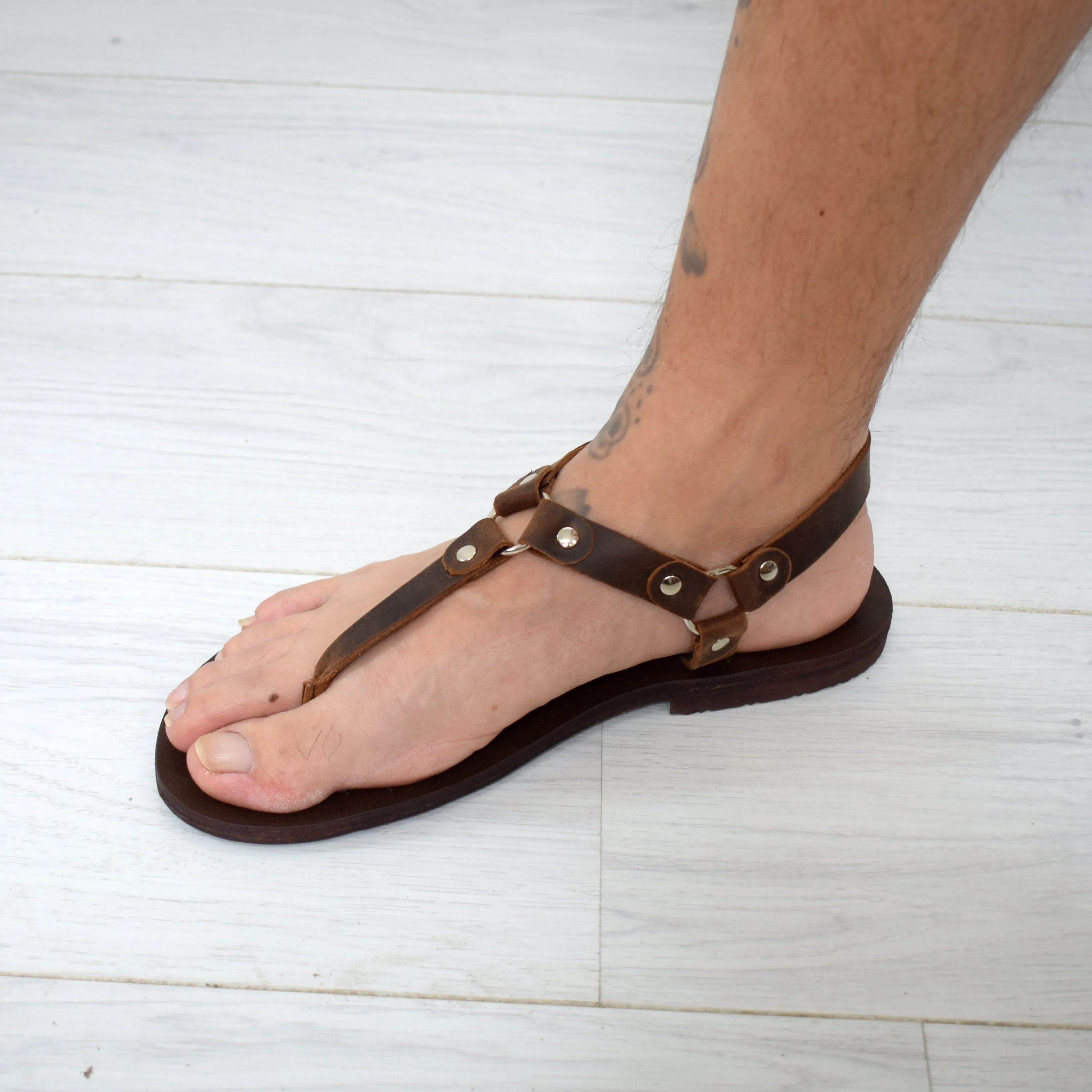 Spartacus Gladiator Roman Grecian Spartan Mens Brown sandals,