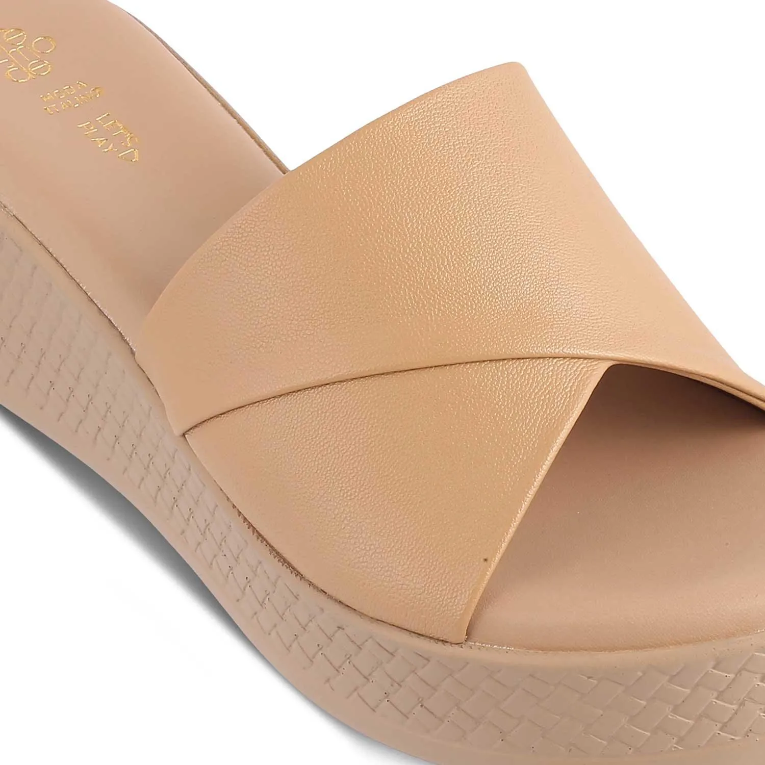 The Sedge Beige Women's Casual Wedge Sandals Tresmode