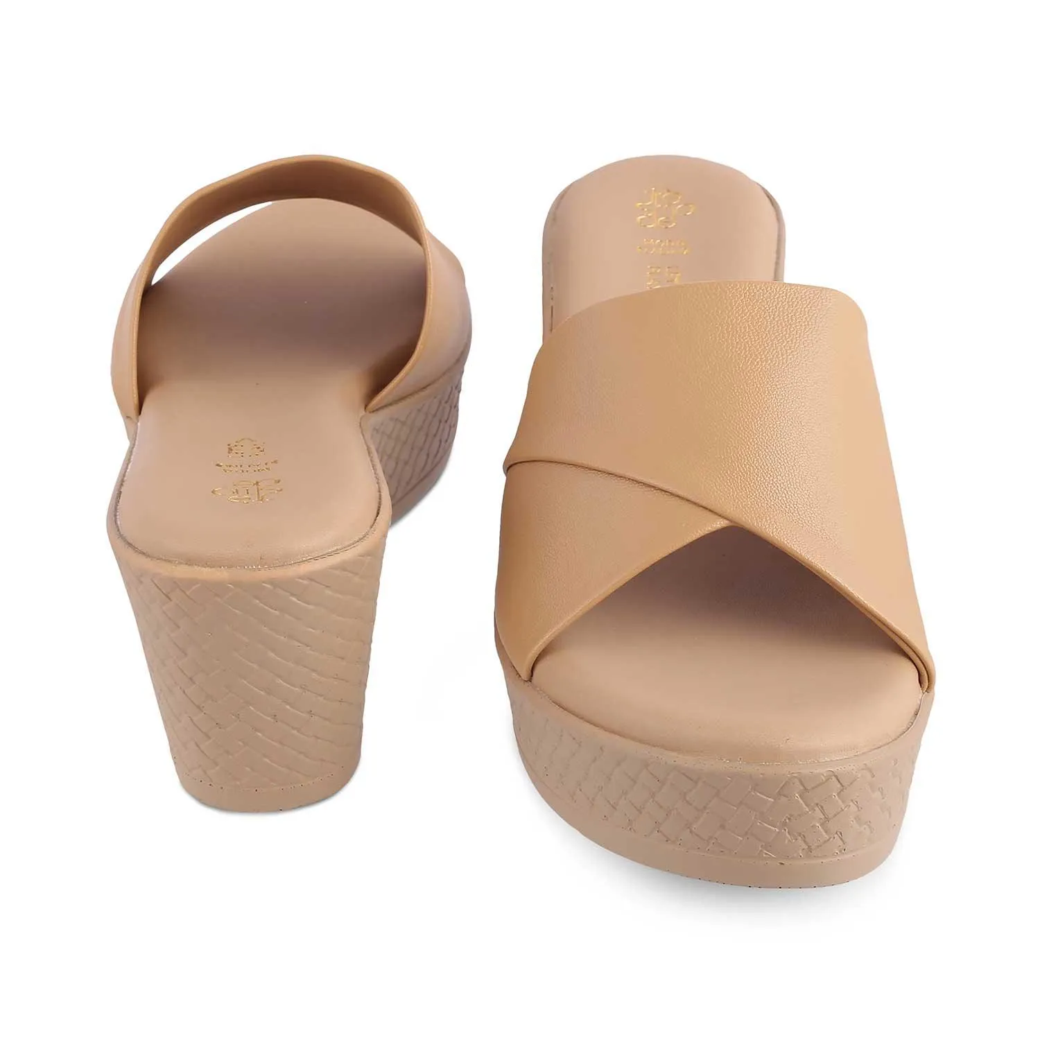 The Sedge Beige Women's Casual Wedge Sandals Tresmode