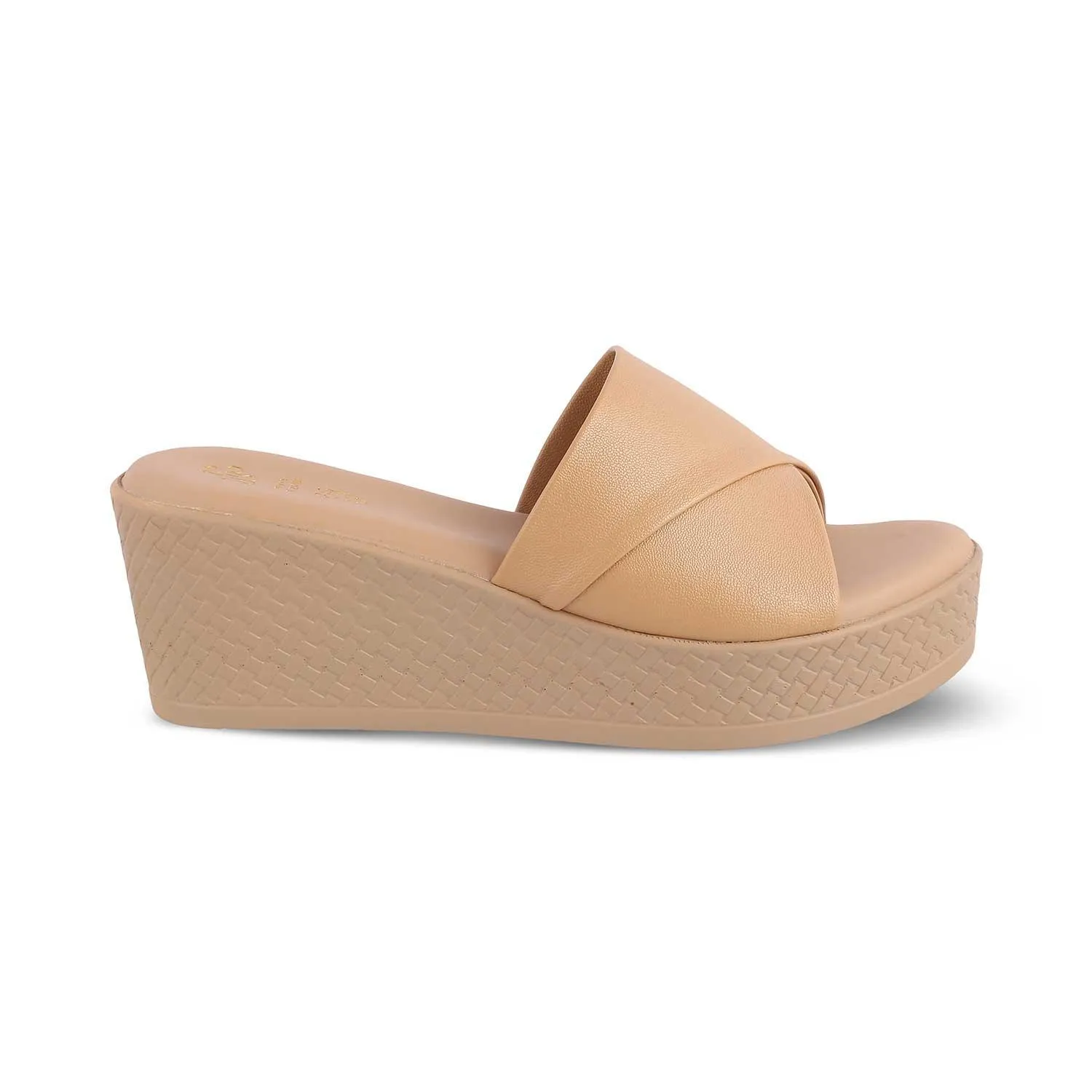 The Sedge Beige Women's Casual Wedge Sandals Tresmode