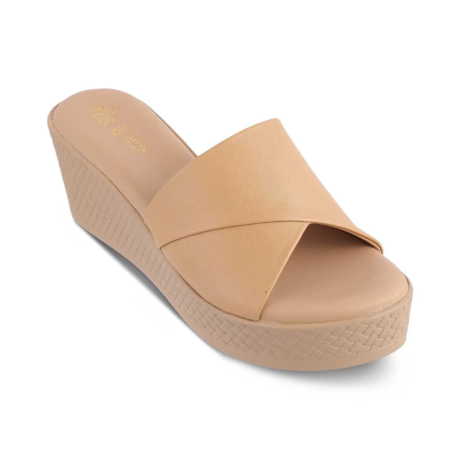The Sedge Beige Women's Casual Wedge Sandals Tresmode