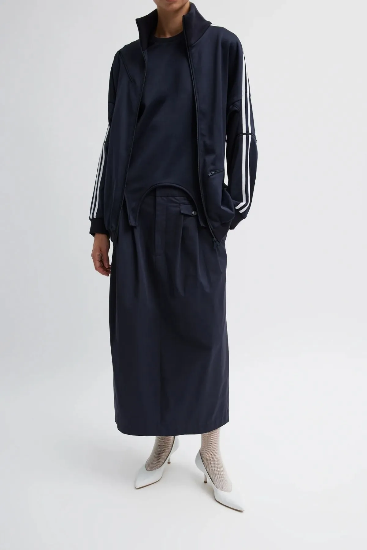 Tibi Active Knit Zipper Detailed Track Jacket - Navy