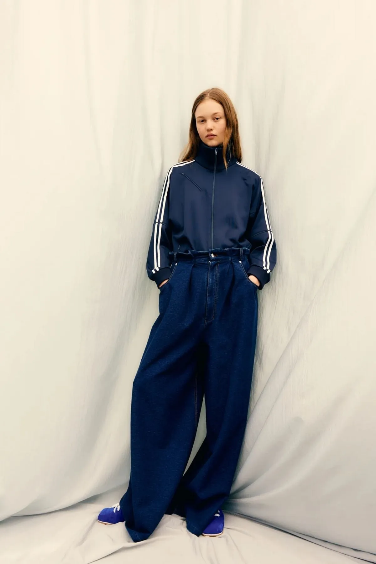 Tibi Active Knit Zipper Detailed Track Jacket - Navy