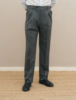 Wool Pleated Regular Fit Trousers Grey